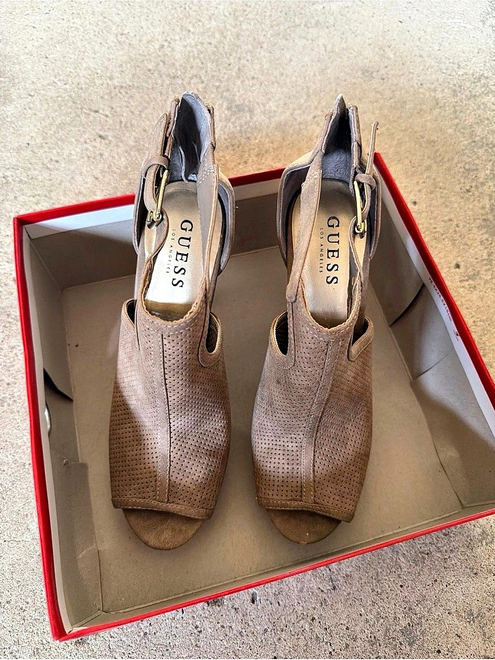 GUESS Brown Peep-Toe Heels